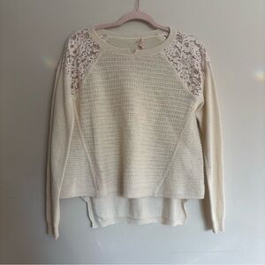 Rebecca Taylor Cream Lace Detail knit Sweater